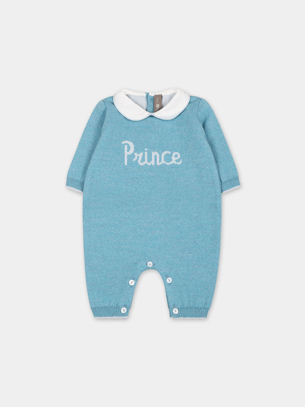 Light blue babygrown for baby boy with embroidered  Prince  writing
